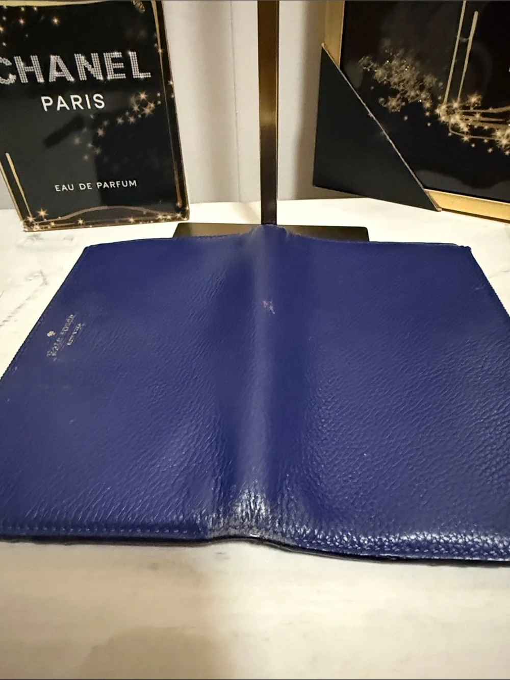 Kate Spade Royal Blue Pebbled Leather Double Zip Wallet